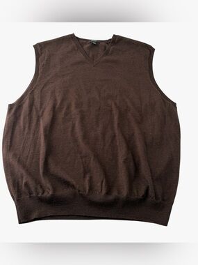 Alfani Men’s XL 100% Merino Wool V-Neck Sweater Vest Autumn Dark Academia Preppy